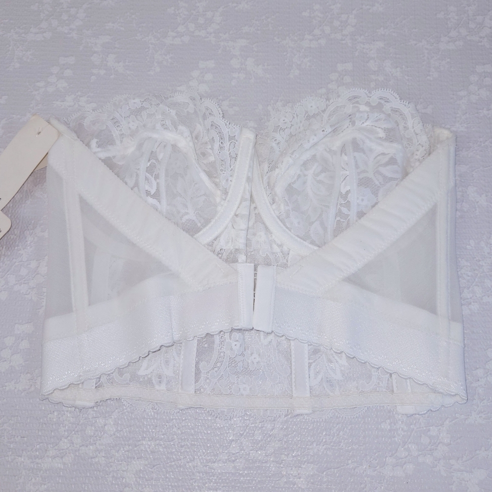 Vintage Fleur De Lace By Smoothie White Lace Bustier 38C - Picture 4 of 7